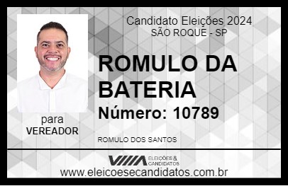 Candidato ROMULO DA BATERIA 2024 - SÃO ROQUE - Eleições