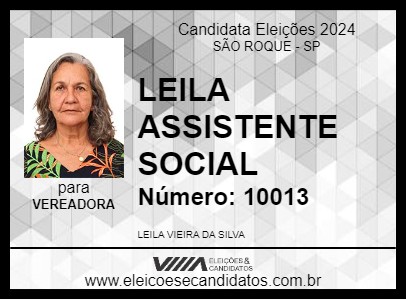 Candidato LEILA ASSISTENTE SOCIAL 2024 - SÃO ROQUE - Eleições