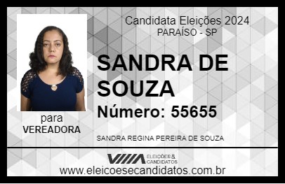 Candidato SANDRA DE SOUZA 2024 - PARAÍSO - Eleições