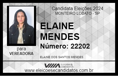 Candidato ELAINE MENDES 2024 - MONTEIRO LOBATO - Eleições