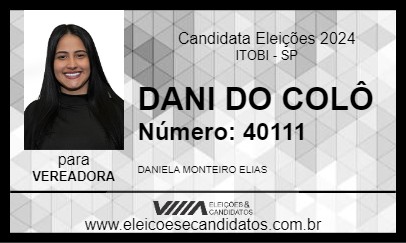 Candidato DANI DO COLÔ 2024 - ITOBI - Eleições