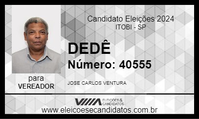 Candidato DEDÊ DA TV 2024 - ITOBI - Eleições