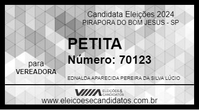 Candidato PETITA 2024 - PIRAPORA DO BOM JESUS - Eleições