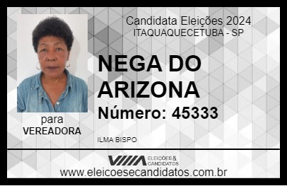 Candidato NEGA DO ARIZONA 2024 - ITAQUAQUECETUBA - Eleições