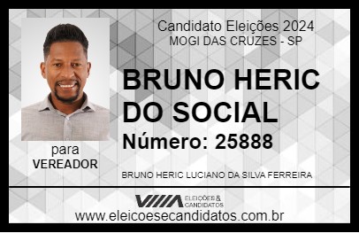 Candidato BRUNO HERIC DO SOCIAL 2024 - MOGI DAS CRUZES - Eleições