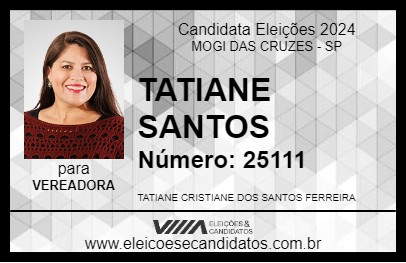 Candidato TATIANE SANTOS 2024 - MOGI DAS CRUZES - Eleições