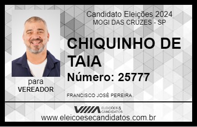 Candidato CHIQUINHO DE TAIA 2024 - MOGI DAS CRUZES - Eleições