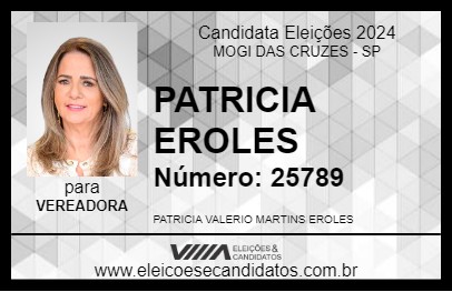 Candidato PATRICIA EROLES 2024 - MOGI DAS CRUZES - Eleições