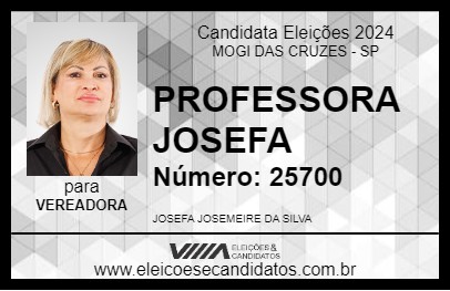 Candidato PROFESSORA JOSEFA 2024 - MOGI DAS CRUZES - Eleições