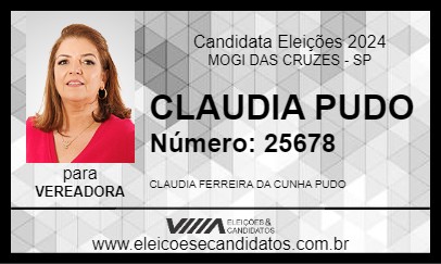 Candidato CLAUDIA PUDO 2024 - MOGI DAS CRUZES - Eleições