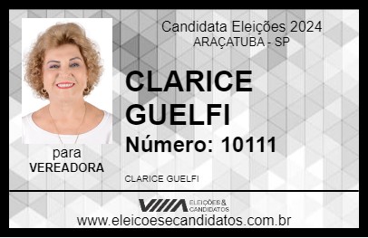 Candidato CLARICE GUELFI 2024 - ARAÇATUBA - Eleições