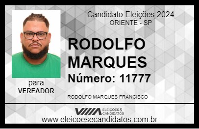 Candidato RODOLFO MARQUES 2024 - ORIENTE - Eleições