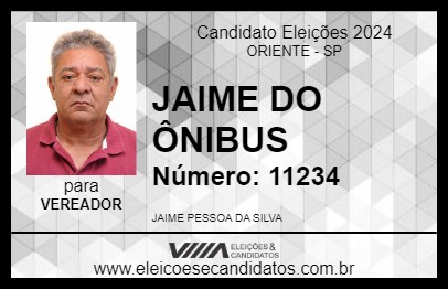 Candidato JAIME DO ÔNIBUS 2024 - ORIENTE - Eleições