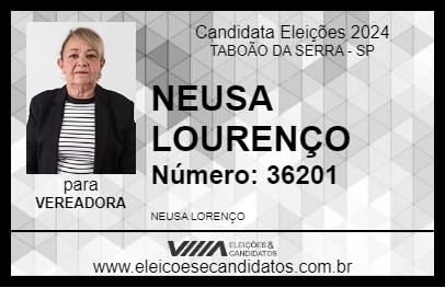 Candidato NEUSA LOURENÇO 2024 - TABOÃO DA SERRA - Eleições