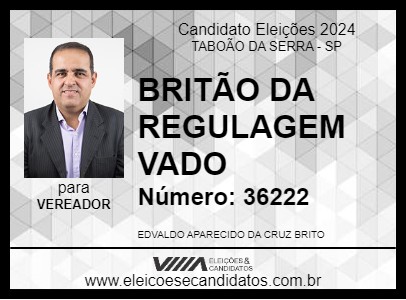 Candidato BRITÃO DA REGULAGEM  VADO  2024 - TABOÃO DA SERRA - Eleições