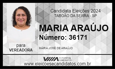 Candidato MARIA ARAÚJO 2024 - TABOÃO DA SERRA - Eleições