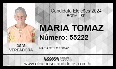 Candidato MARIA TOMAZ 2024 - BORÁ - Eleições