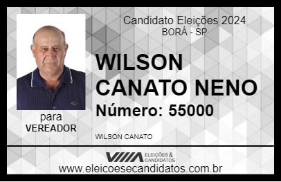 Candidato WILSON CANATO NENO 2024 - BORÁ - Eleições