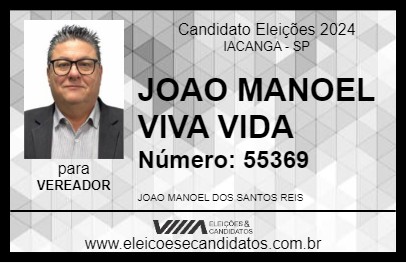 Candidato JOAO MANOEL VIVA VIDA 2024 - IACANGA - Eleições