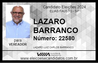 Candidato LAZARO BARRANCO 2024 - ELIAS FAUSTO - Eleições