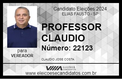 Candidato PROFESSOR CLAUDIO 2024 - ELIAS FAUSTO - Eleições