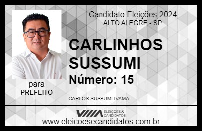 Candidato CARLINHOS SUSSUMI 2024 - ALTO ALEGRE - Eleições