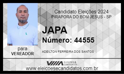 Candidato JAPA 2024 - PIRAPORA DO BOM JESUS - Eleições