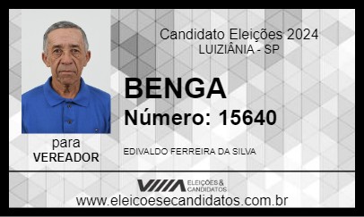 Candidato BENGA 2024 - LUIZIÂNIA - Eleições