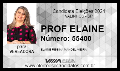 Candidato PROFESSORA ELAINE 2024 - VALINHOS - Eleições