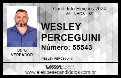 Candidato WESLEY PERCEGUINI DOS ESPORTES 2024 - VALINHOS - Eleições