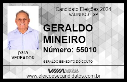 Candidato GERALDO MINEIRO 2024 - VALINHOS - Eleições