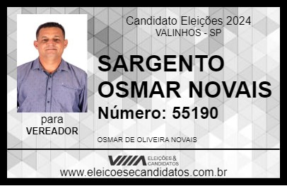 Candidato SARGENTO OSMAR NOVAIS 2024 - VALINHOS - Eleições