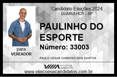 Candidato PAULINHO DO ESPORTE 2024 - GUARULHOS - Eleições