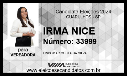 Candidato IRMA NICE 2024 - GUARULHOS - Eleições