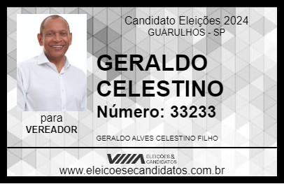 Candidato GERALDO CELESTINO 2024 - GUARULHOS - Eleições