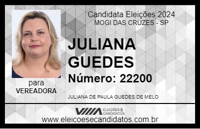 Candidato JULIANA GUEDES 2024 - MOGI DAS CRUZES - Eleições