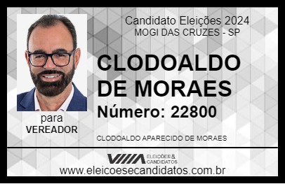 Candidato CLODOALDO DE MORAES 2024 - MOGI DAS CRUZES - Eleições