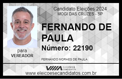 Candidato FERNANDO DE PAULA 2024 - MOGI DAS CRUZES - Eleições