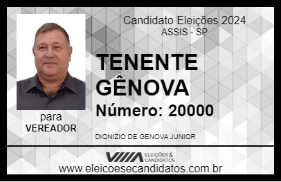 Candidato TENENTE GÊNOVA 2024 - ASSIS - Eleições