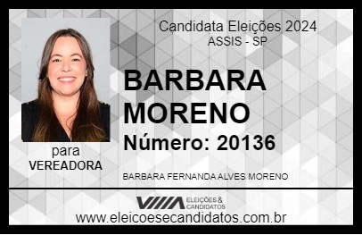 Candidato BARBARA MORENO 2024 - ASSIS - Eleições