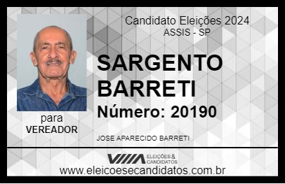 Candidato SARGENTO BARRETI 2024 - ASSIS - Eleições