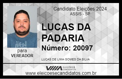 Candidato LUCAS DA PADARIA 2024 - ASSIS - Eleições