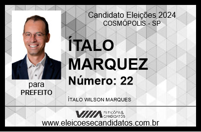 Candidato ÍTALO MARQUEZ 2024 - COSMÓPOLIS - Eleições