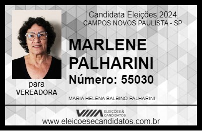 Candidato MARLENE PALHARINI 2024 - CAMPOS NOVOS PAULISTA - Eleições