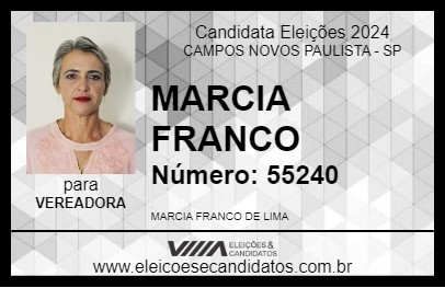 Candidato MARCIA FRANCO 2024 - CAMPOS NOVOS PAULISTA - Eleições