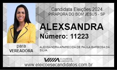 Candidato ALEXSANDRA 2024 - PIRAPORA DO BOM JESUS - Eleições