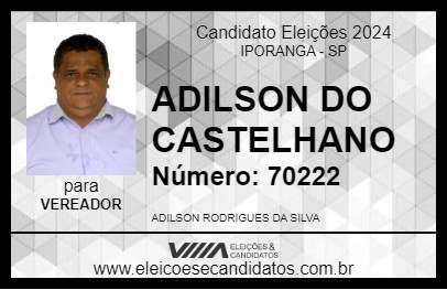 Candidato ADILSON DO CASTELHANO 2024 - IPORANGA - Eleições