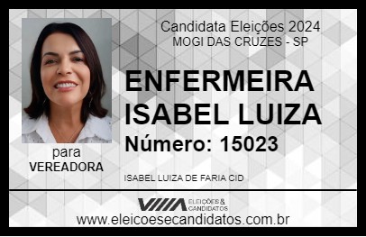 Candidato ENFERMEIRA ISABEL LUIZA 2024 - MOGI DAS CRUZES - Eleições