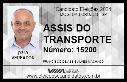 Candidato ASSIS DO TRANSPORTE 2024 - MOGI DAS CRUZES - Eleições