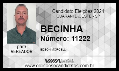 Candidato BECINHA 2024 - GUARANI D\OESTE - Eleições